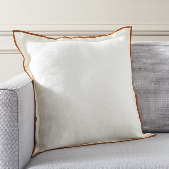 Safavieh Hallie 20" x 20" Glam Linen Decorative Pillows, White/Rust