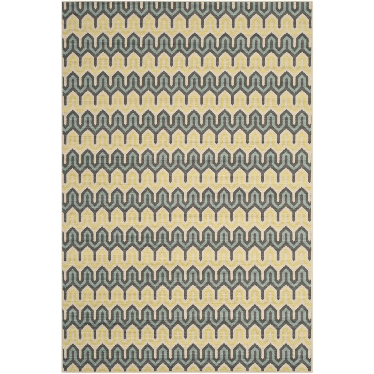 Hampton Light Blue and Yellow Geometric Outdoor Area Rug