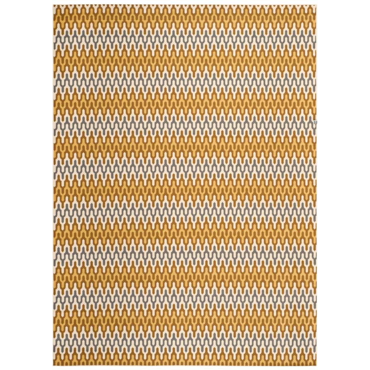 Camel and Brown Geometric Synthetic Outdoor Area Rug