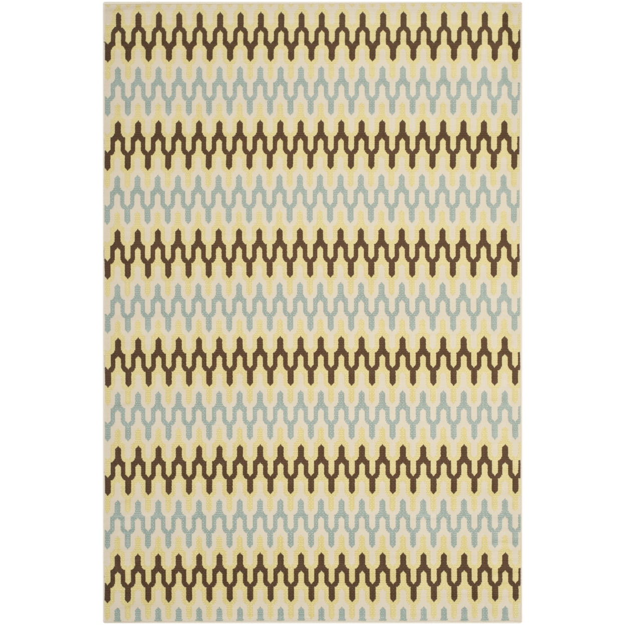 Green and Light Blue Geometric Synthetic Outdoor Area Rug