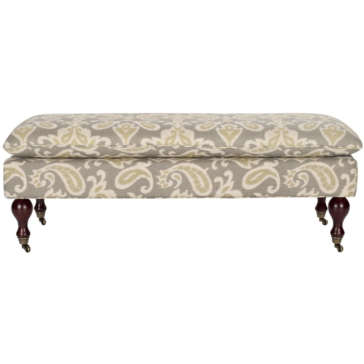Hampton 52" Gray Linen and Cotton Pillowtop Bench