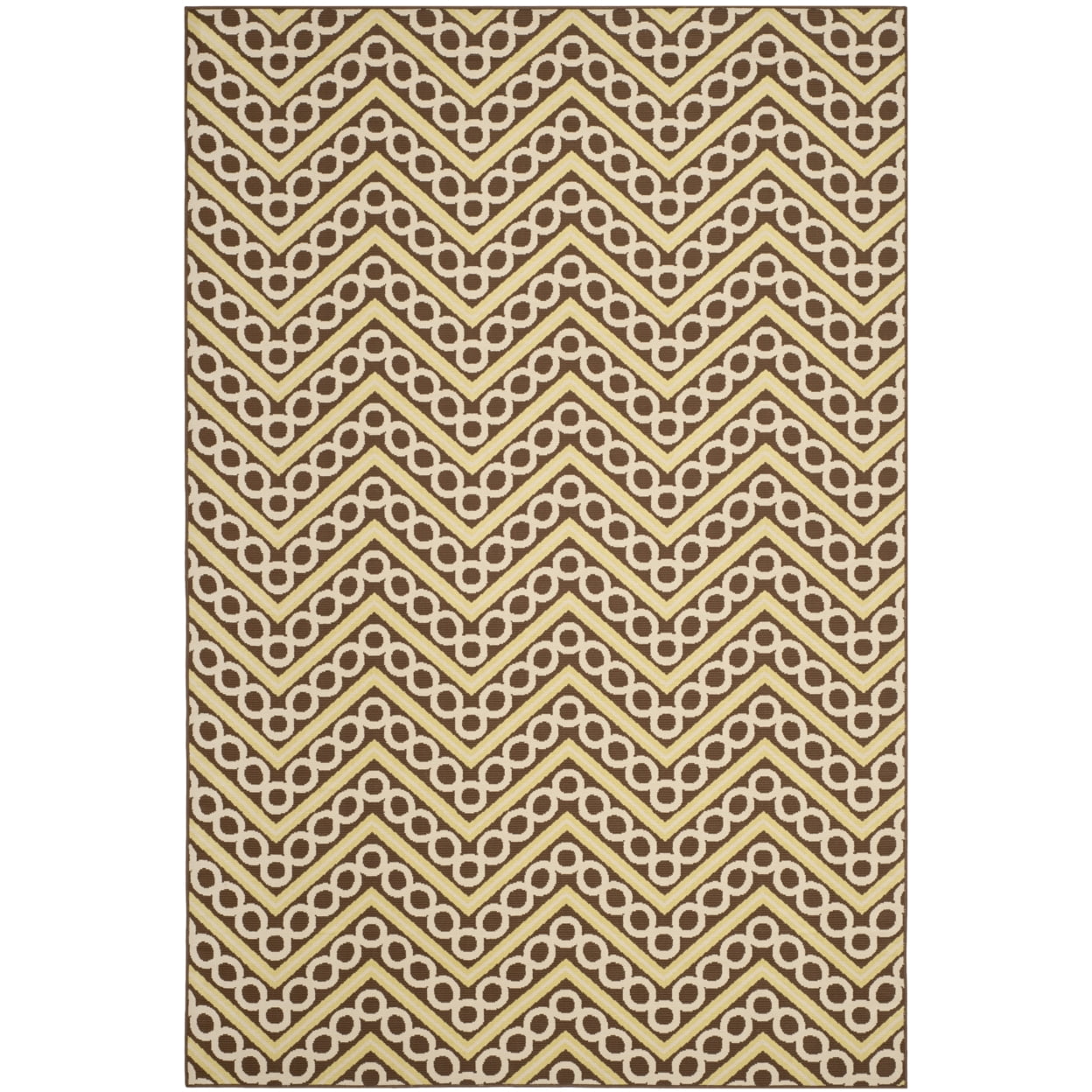 Hampton Brown and Ivory Geometric Outdoor Area Rug