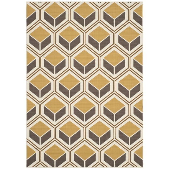 Safavieh Hampton Kynaston Geometric Indoor/Outdoor Area Rug, Ivory/Camel, 5'1" x 7'7"