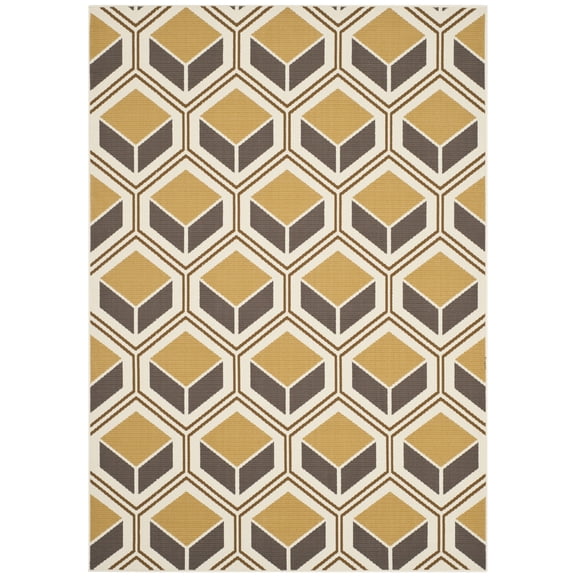 Safavieh Hampton Kynaston Geometric Indoor/Outdoor Area Rug, Ivory/Camel, 5'1" x 7'7"
