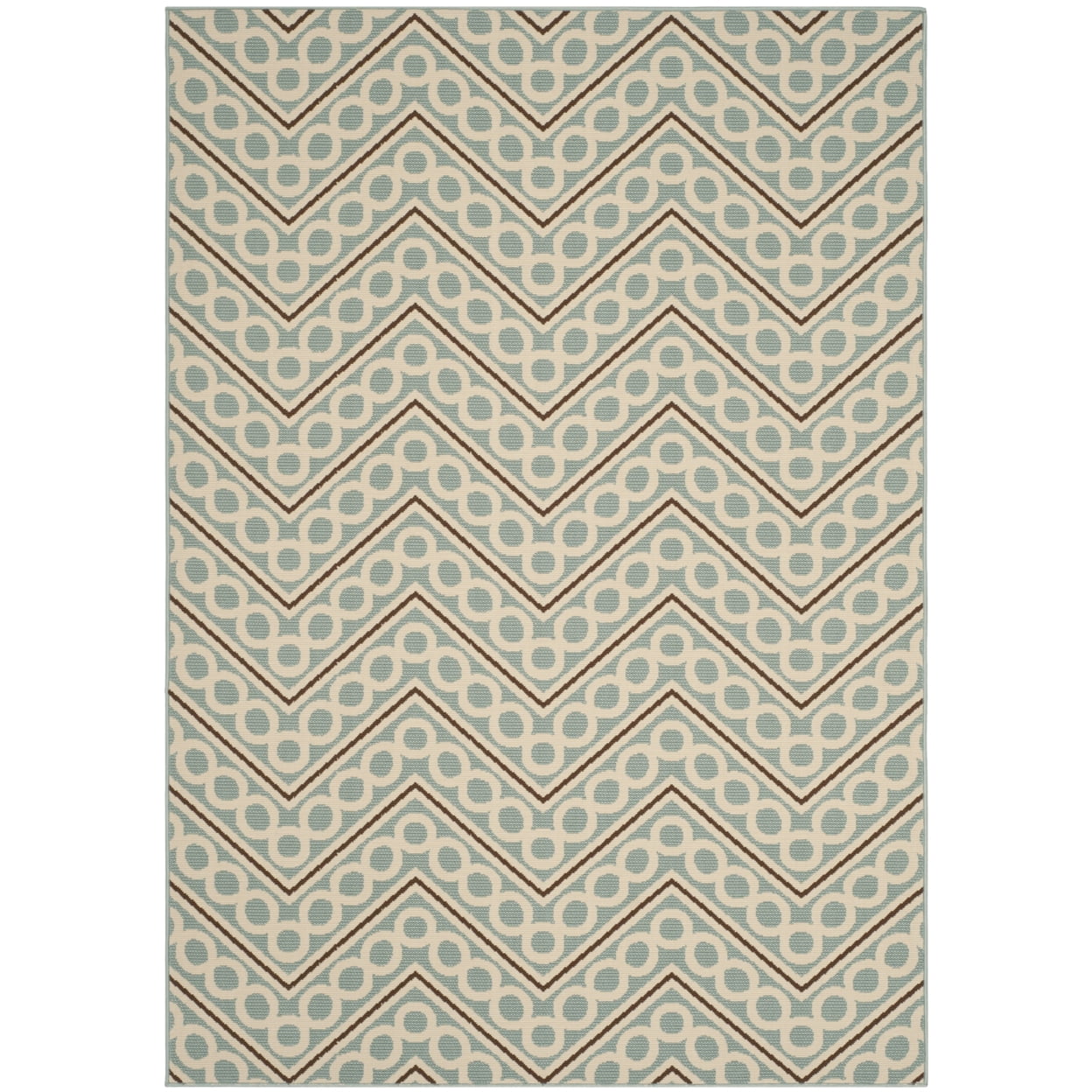 Light Blue Geometric Pattern Synthetic Outdoor Area Rug