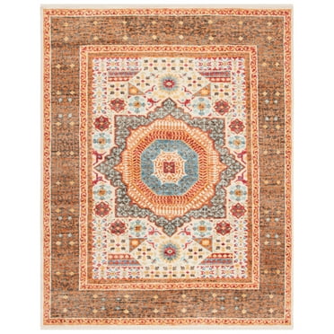 Safavieh  Hand-Knotted Samarkand Marlea Traditional Wool Rug Beige/Charcoal 6' x 9' 6' x 9' Brown