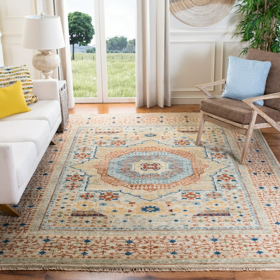 Safavieh Hand-Knotted Samarkand Marlea Traditional Wool Rug Ivory/Rust 8' x 10' 8' x 10' Brown