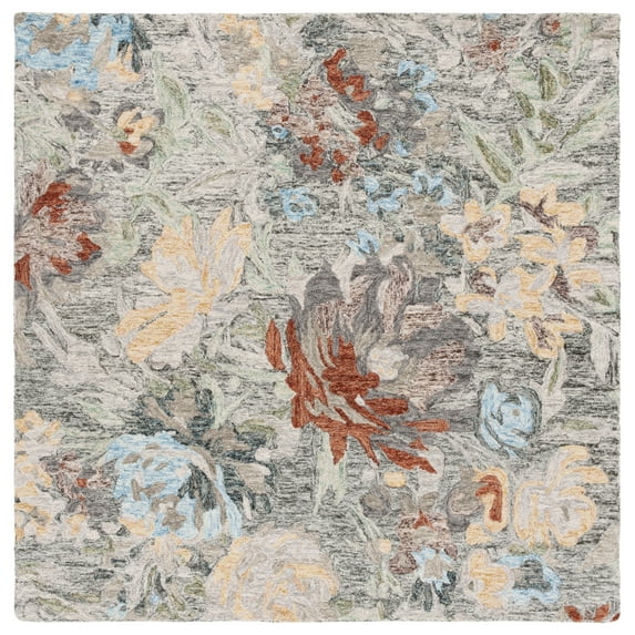 SAFAVIEH Blossom Vivyan Floral Area Rug, Green/Charcoal, 6' x 6' Square