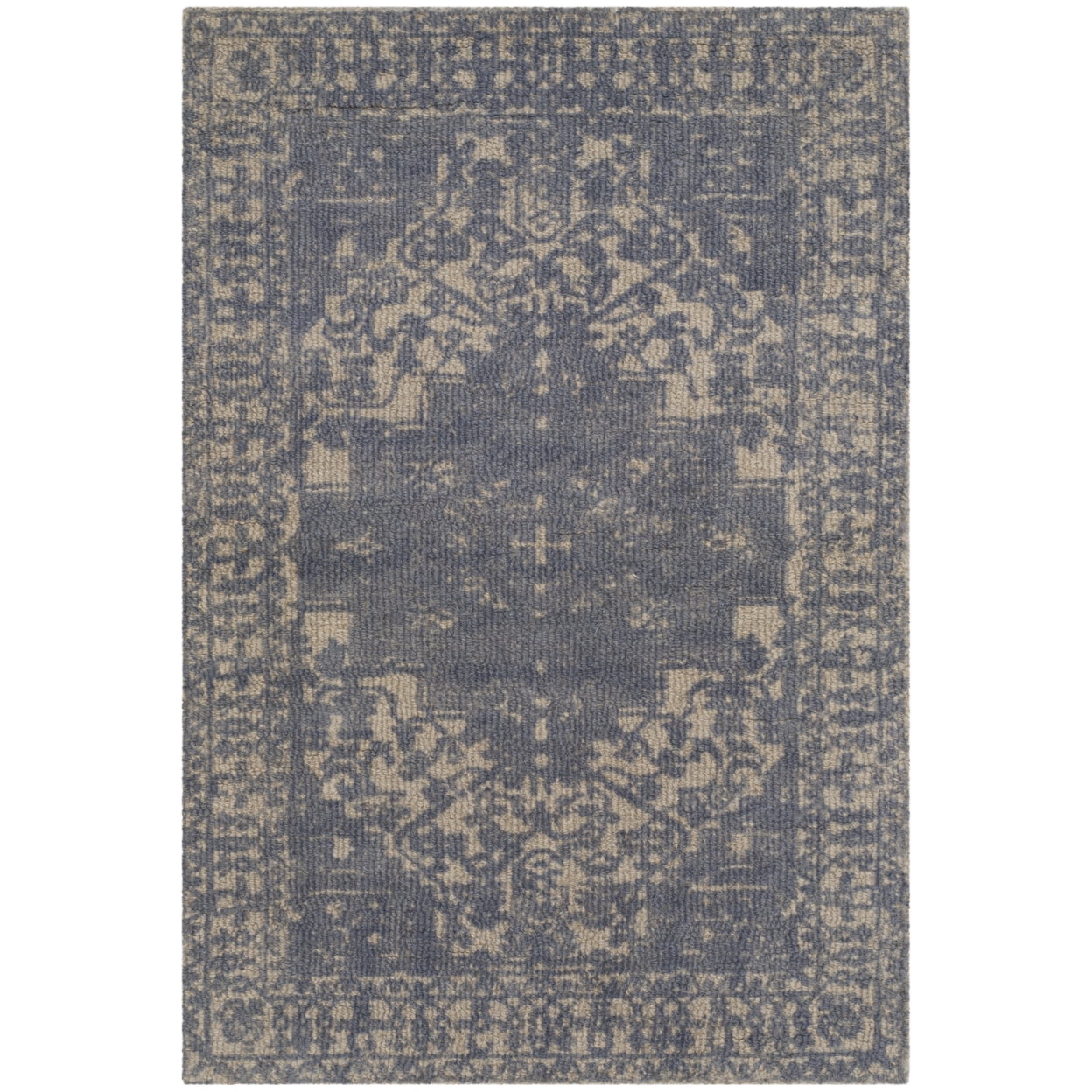 Handmade Blue and Grey Wool Rectangular Accent Rug, 2' x 3'