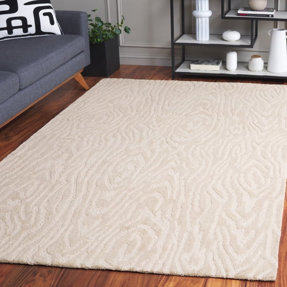 Safavieh  Hand-Tufted Ebony Berajeta Modern & Contemporary Wool Rug 5' x 8' - Ivory