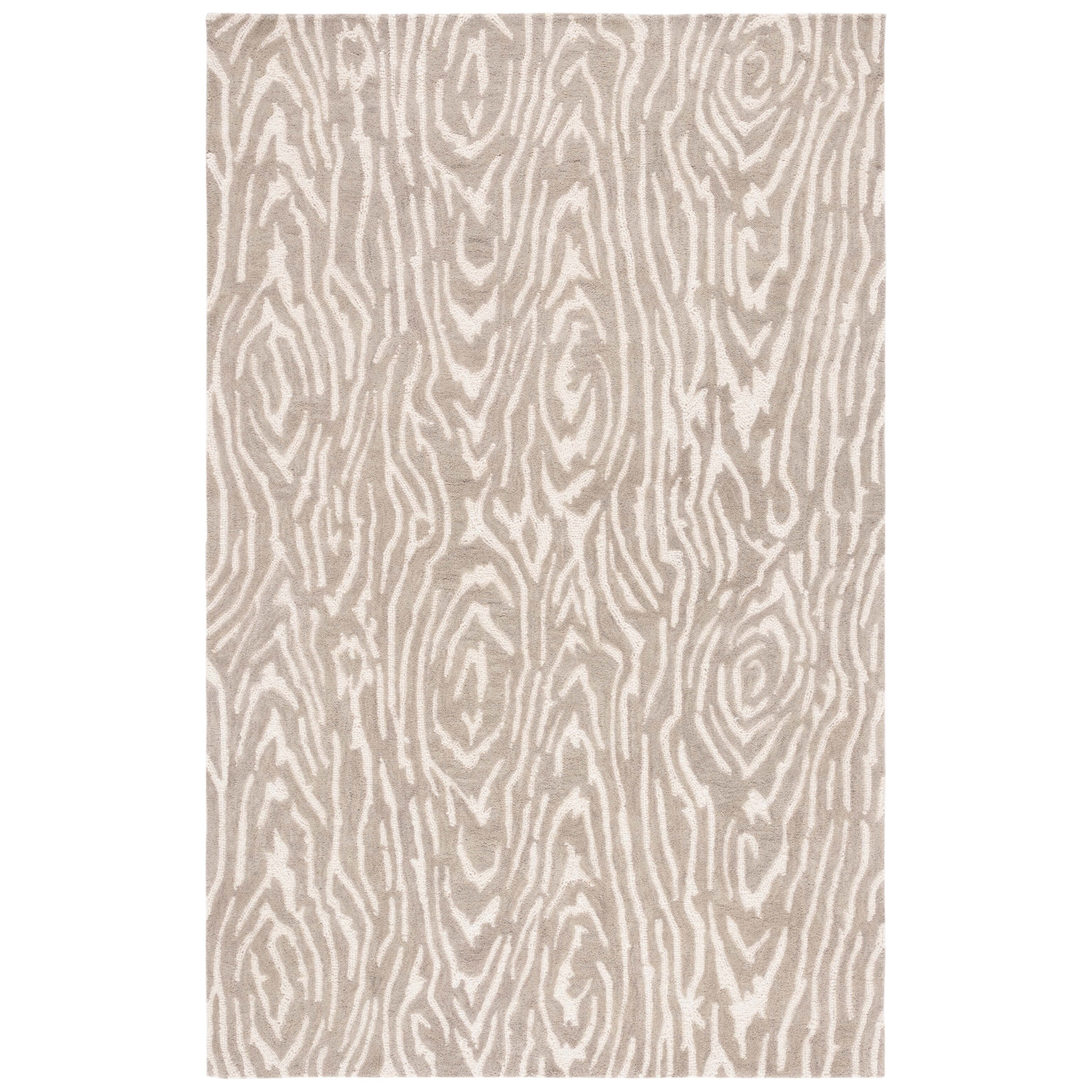 Grey and Ivory Handmade Wool Tufted Area Rug 6' x 9'