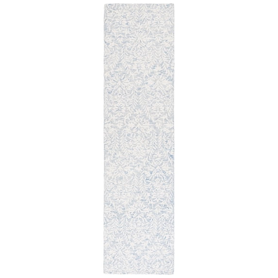 Safavieh Hand-Tufted Ebony Melia Modern & Contemporary Wool Rug 2'3" x 9' Runner - Blue/Ivory