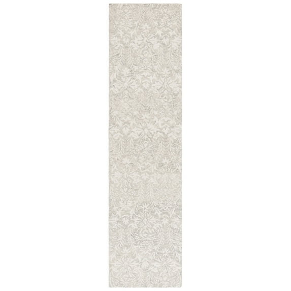 Safavieh Hand-Tufted Ebony Melia Modern & Contemporary Wool Rug 2'3" x 9' Runner - Grey/Ivory