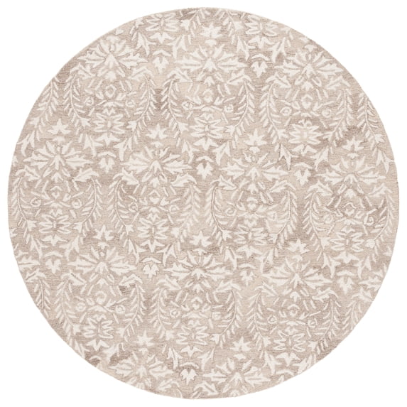 Safavieh Hand-Tufted Ebony Melia Modern & Contemporary Wool Rug 6' Round - Beige/Ivory