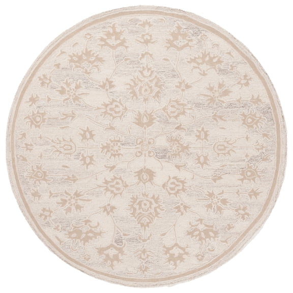 Safavieh  Hand-Tufted Ebony Moonika Modern & Contemporary Wool Rug 6' Round - Ivory/Beige