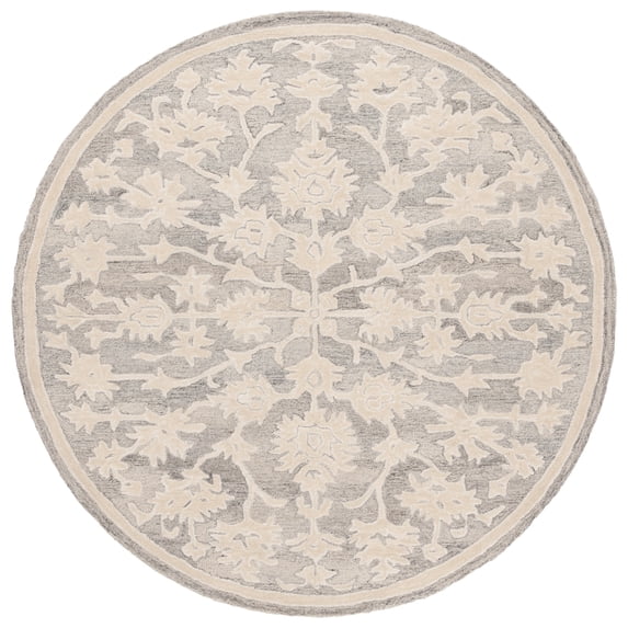 Safavieh Hand-Tufted Ebony Moonika Modern & Contemporary Wool Rug 6' Round - Silver/Ivory