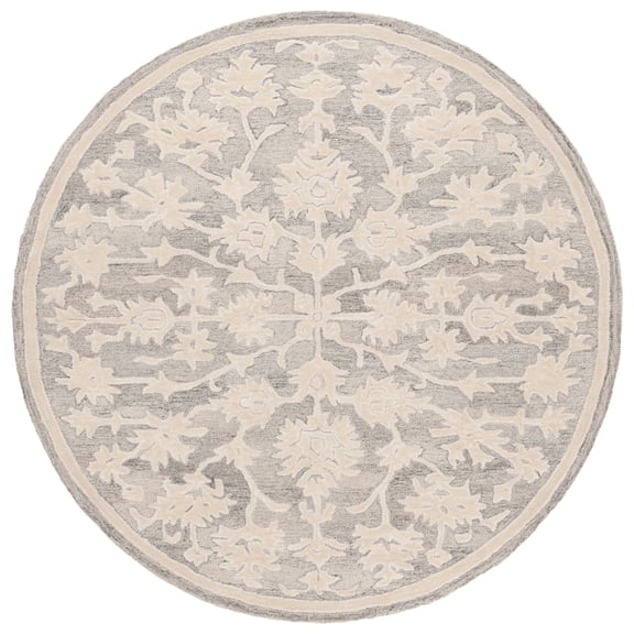 Safavieh Hand-Tufted Ebony Moonika Modern & Contemporary Wool Rug 6' Round - Silver/Ivory