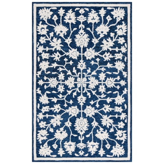 Safavieh Hand-Tufted Ebony Moonika Modern & Contemporary Wool Rug 6' Square - Navy/Ivory
