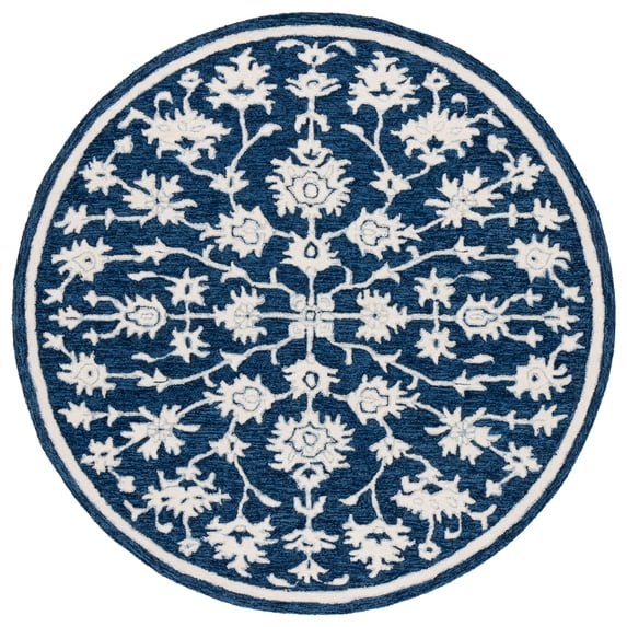 Safavieh Hand-Tufted Ebony Moonika Modern & Contemporary Wool Rug 6' Round - Navy/Ivory