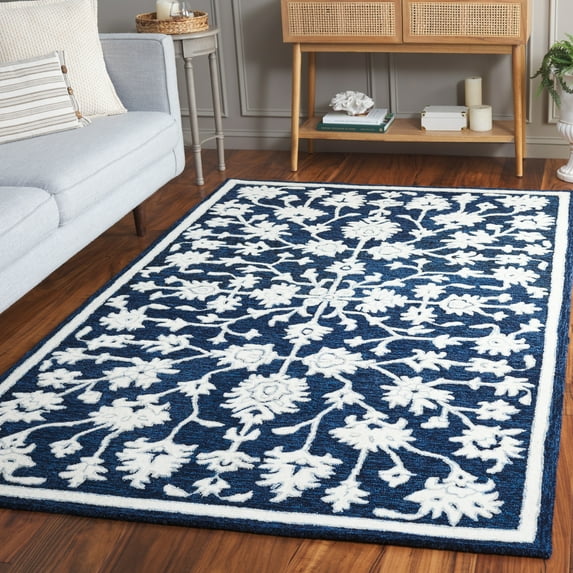 Safavieh Hand-Tufted Ebony Moonika Modern & Contemporary Wool Rug 8' x 10' - Navy/Ivory