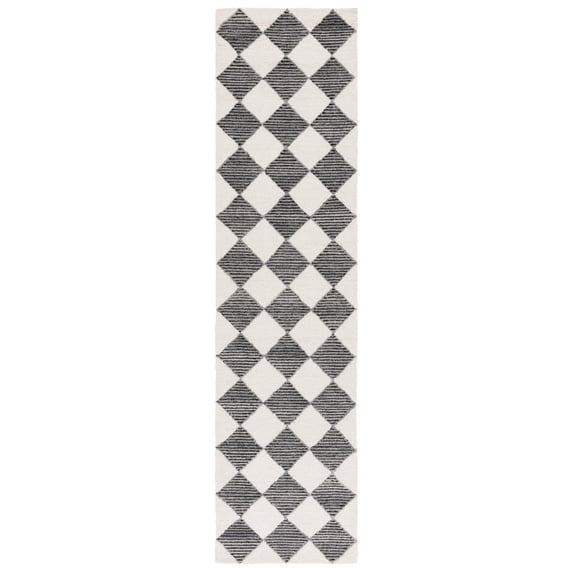 Safavieh Hand-Tufted Ebony Todosia Modern & Contemporary Wool Rug 2'3" x 9' Runner - Black/Ivory