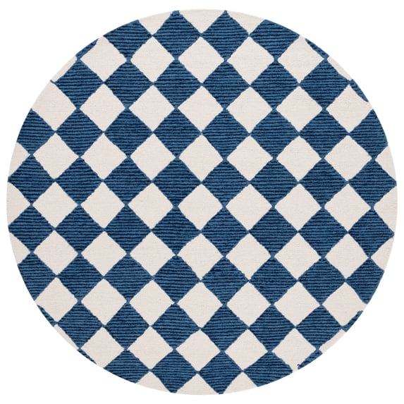 Safavieh Hand-Tufted Ebony Todosia Modern & Contemporary Wool Rug 6' Round - Navy/Ivory