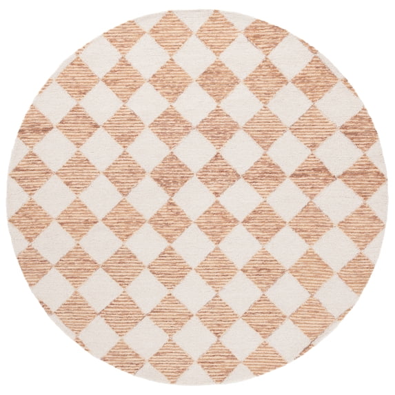 Safavieh Hand-Tufted Ebony Todosia Modern & Contemporary Wool Rug 6' Round - Rust/Ivory