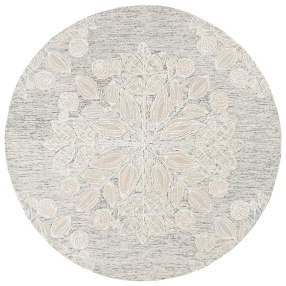 Safavieh Hand-Tufted Jardin Osuma Country Wool Rug 6' Round - Grey/Ivory