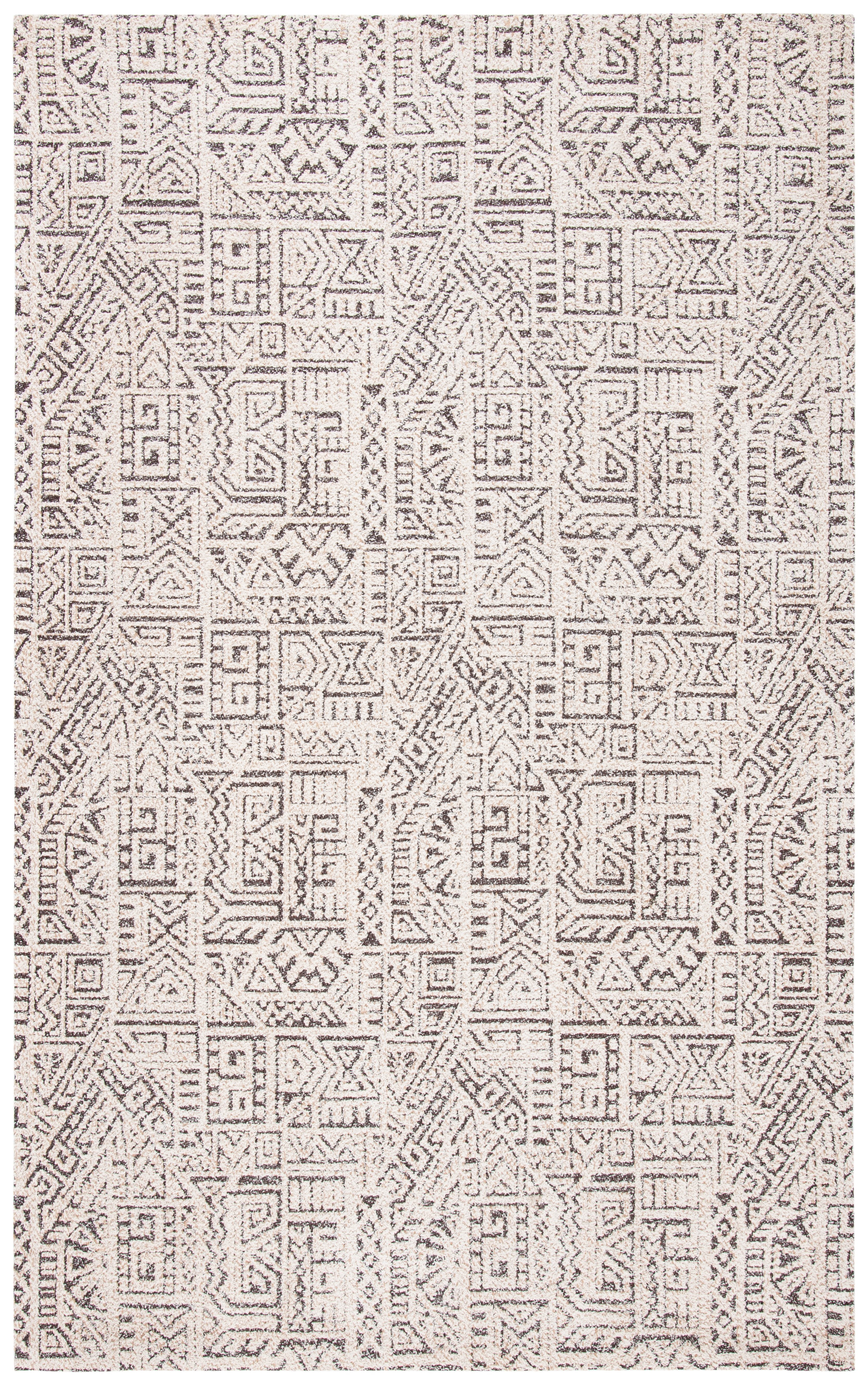 Ivory and Gray Flat Woven Cotton Area Rug