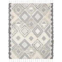 SAFAVIEH Kenya Lena Geometric Area Rug, Grey/Ivory, 9' x 12'