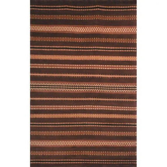 Hand-knotted Lexington Stripes Brown Wool Rug