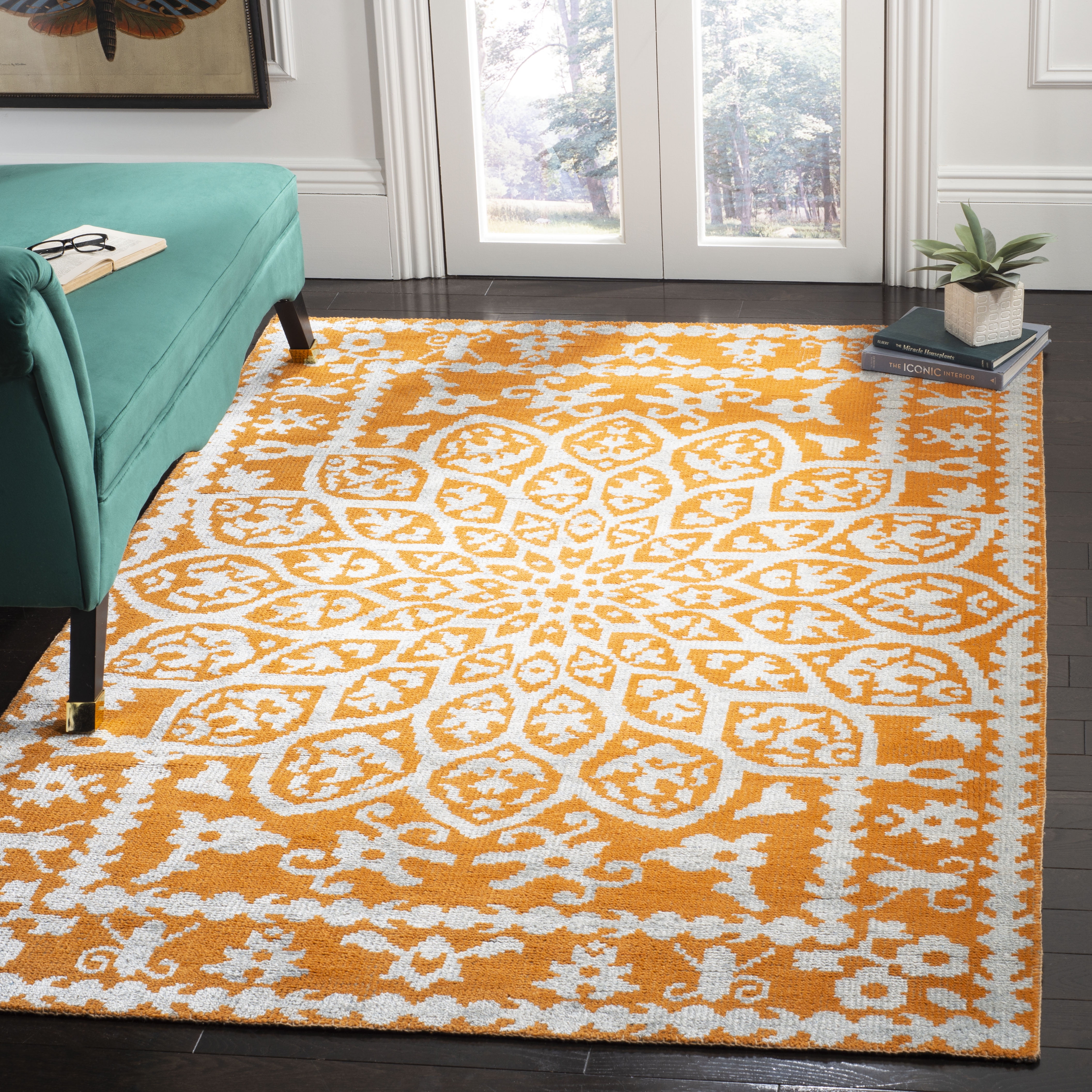 Copper and Gray Hand-Knotted Wool Area Rug 6' x 9'