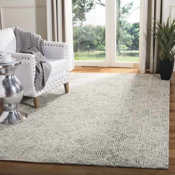 SAFAVIEH Abstract Brock Geometric Area Rug, Green/Ivory, 6' x 8'