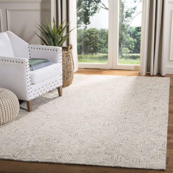 SAFAVIEH Abstract Brock Geometric Area Rug, Ivory/Light Blue, 6' x 8'