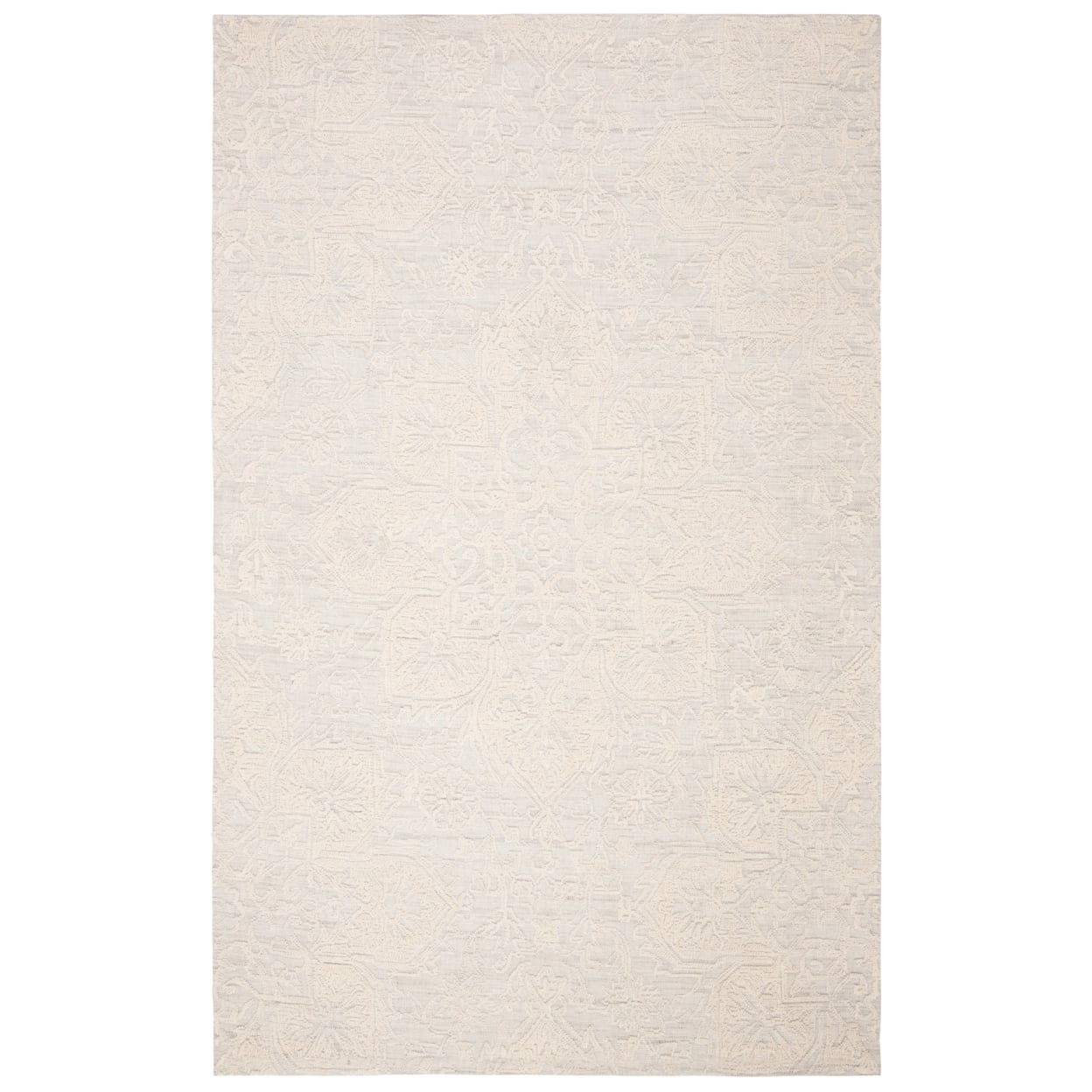 Handmade Ivory Abstract Wool Round Tufted Rug - 54" Diameter