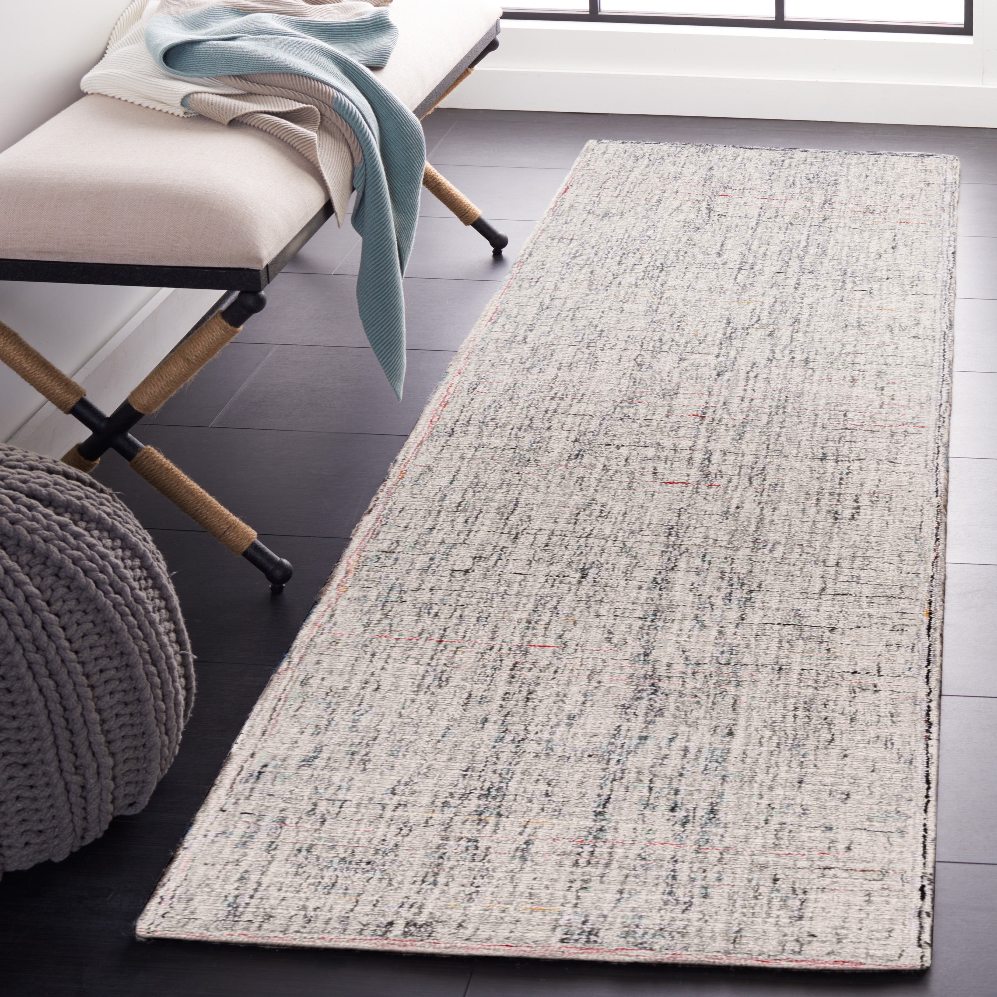 SAFAVIEH Abstract Hilbert Distressed Runner Rug, Red/Ivory, 2'3" x 8'