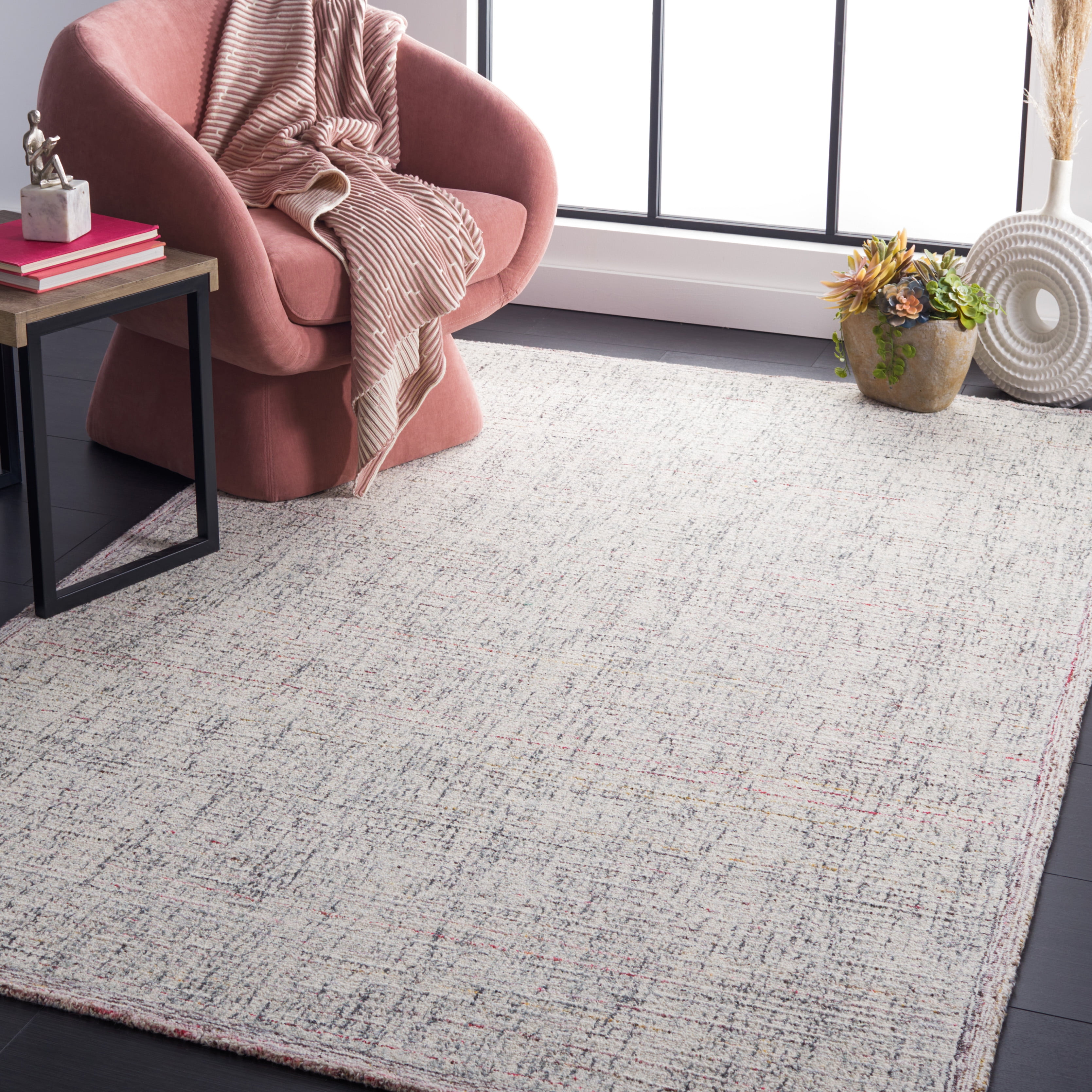 SAFAVIEH Abstract Hilbert Distressed Area Rug, Red/Ivory, 8' x 10'