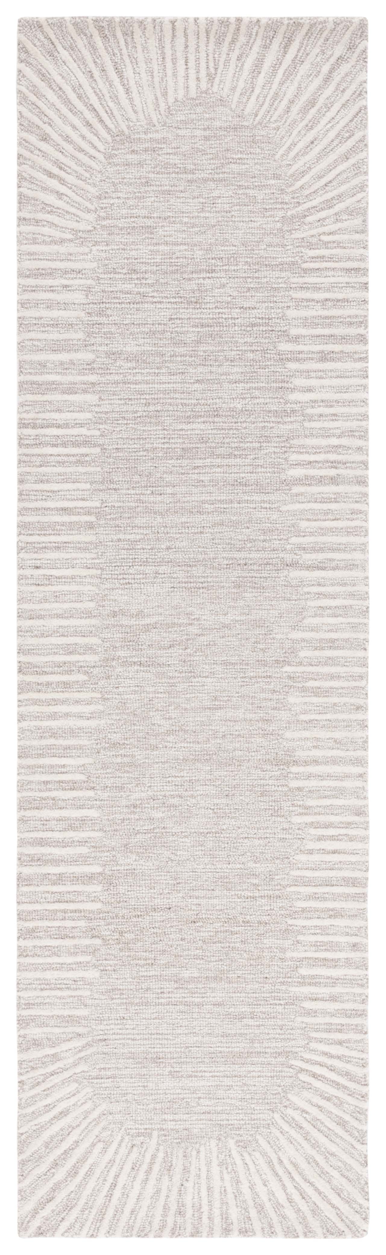 Natural Ivory Tufted Wool Abstract Runner Rug 2'3" x 10'