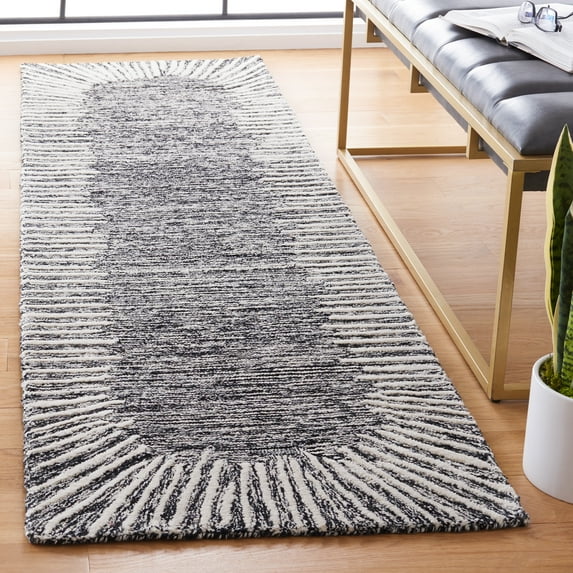 SAFAVIEH Abstract Frieda Radiate Runner Rug, Black/Ivory, 2'3" x 8'
