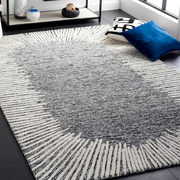 SAFAVIEH Abstract Frieda Radiate Area Rug, Black/Ivory, 6' x 9'