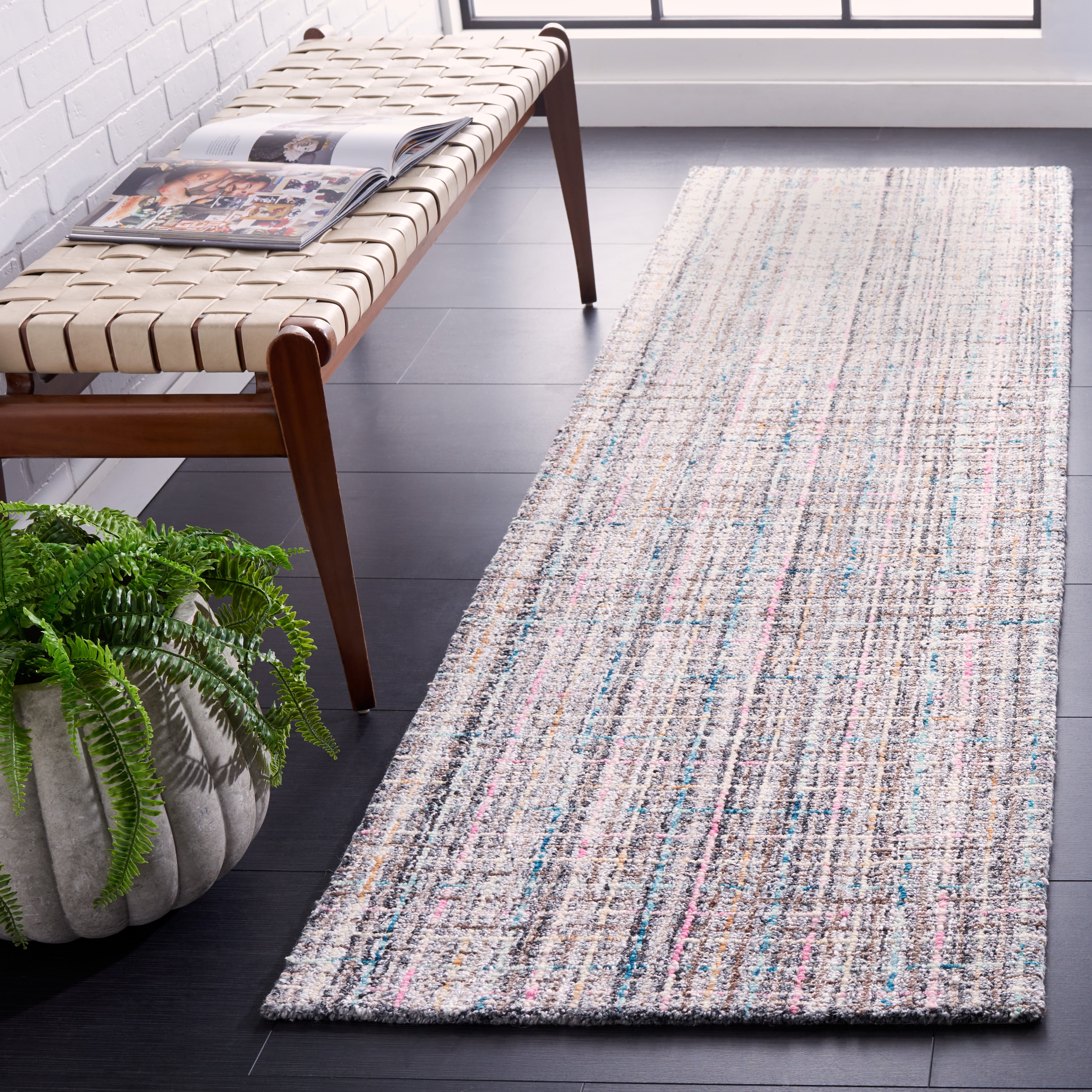 SAFAVIEH Abstract Kingsley Striped Runner Rug, Pink/Brown, 2'3" x 8'