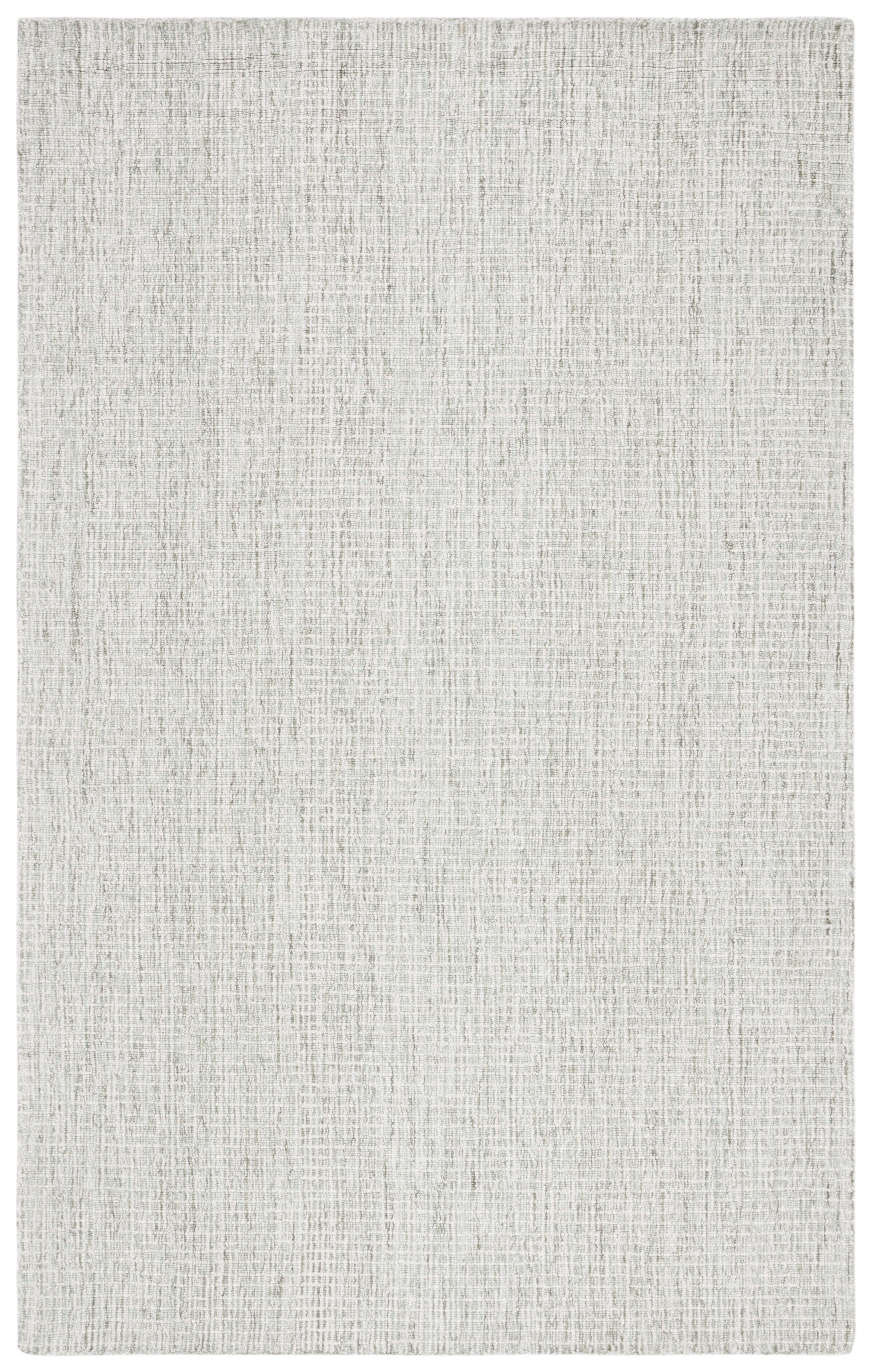 Ivory Abstract Handmade Wool Rectangular Area Rug, 5' x 8'