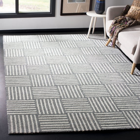 SAFAVIEH Abstract Benedict Geometric Area Rug, Ivory/Dark Gray, 8' x 10'
