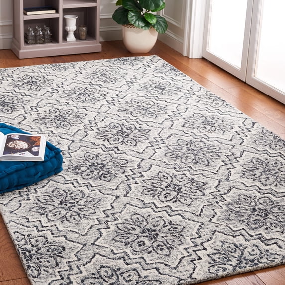 SAFAVIEH Abstract Drew Abstract Wool Area Rug, Dark Blue/Gray, 6' x 9'