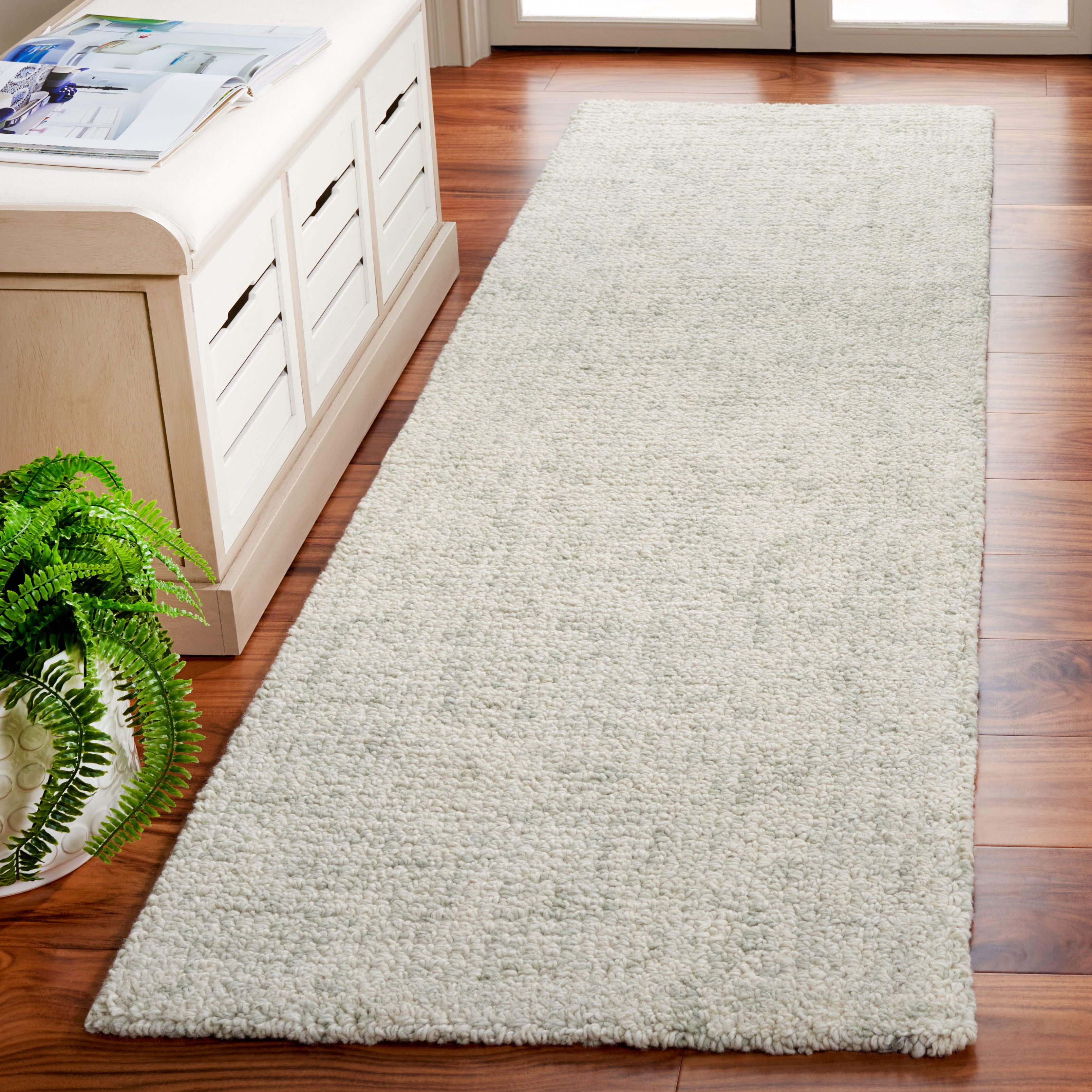 SAFAVIEH Abstract Ethelyn Solid Runner Rug, Light Sage/Ivory, 2'3" x 8'