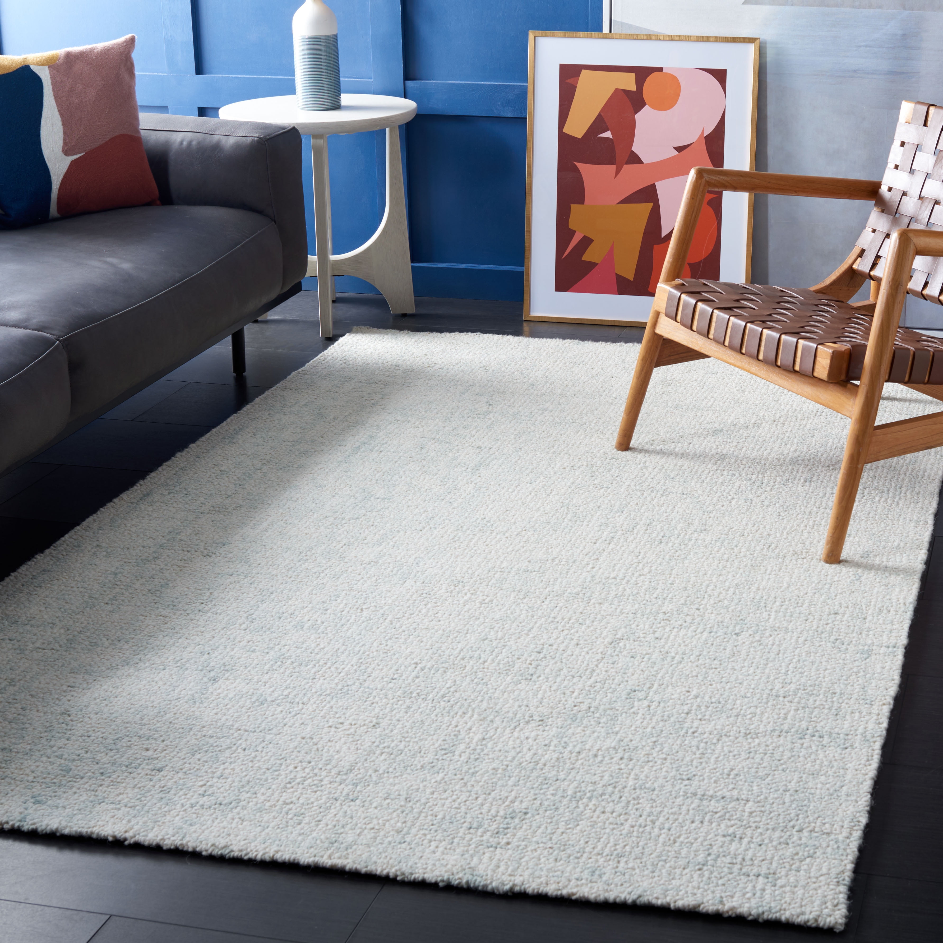 SAFAVIEH Abstract Ethelyn Solid Area Rug, Light Sage/Ivory, 6' x 9'