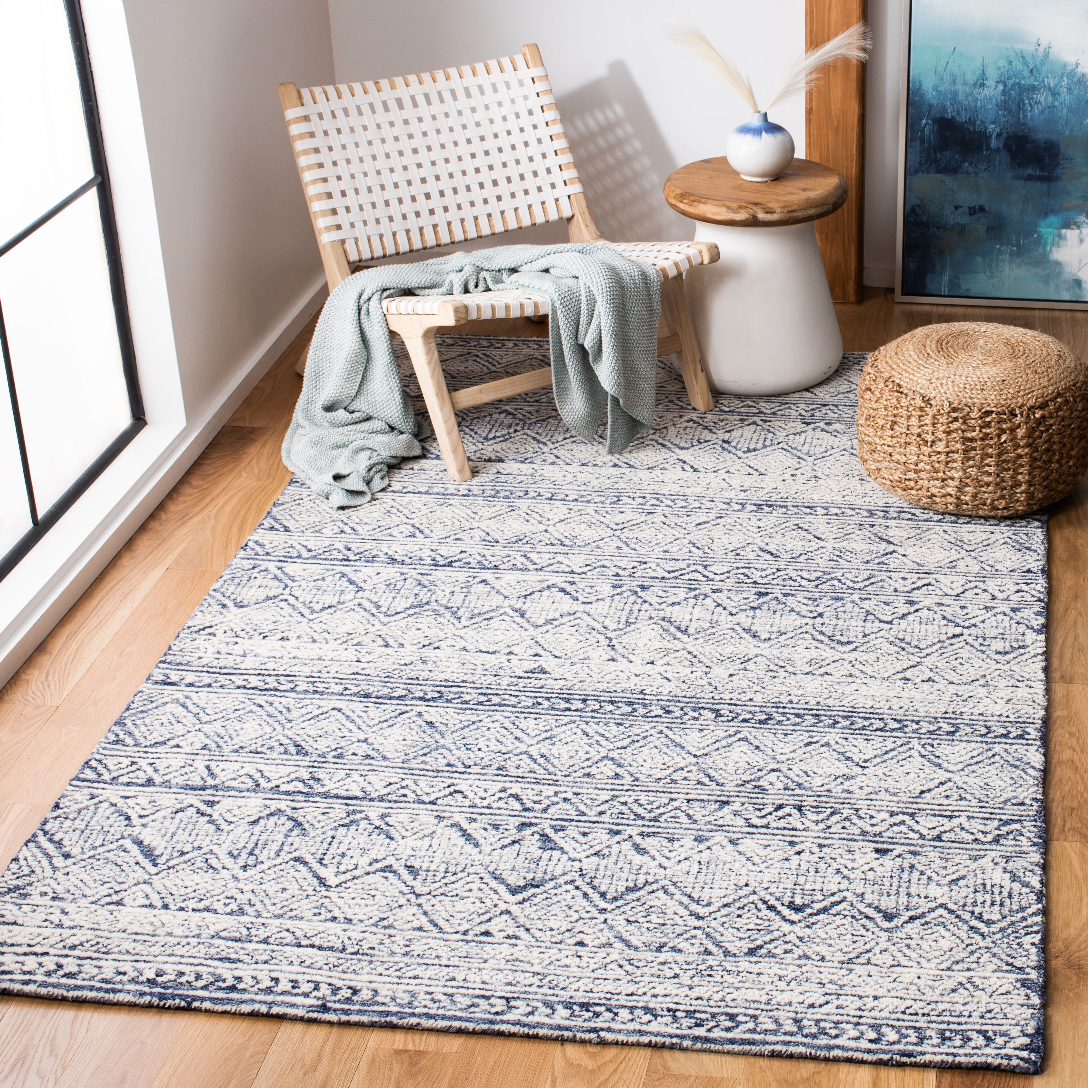 SAFAVIEH Abstract Alexandrena Southwestern Area Rug, Blue/Ivory, 8' x 10'