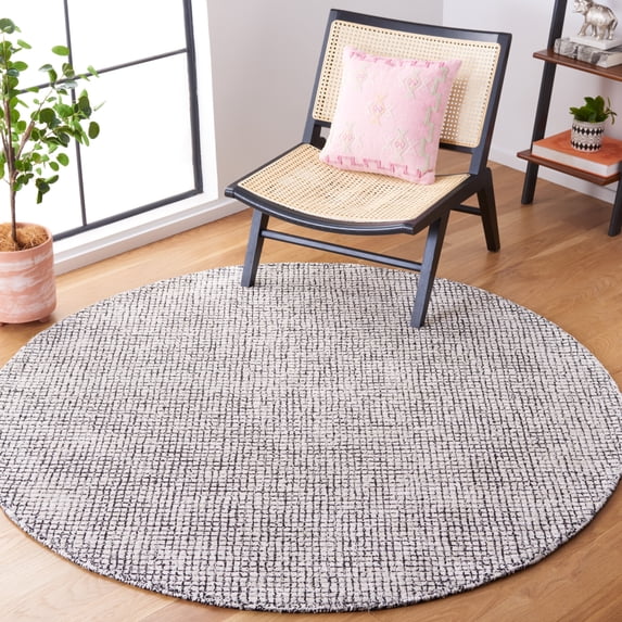 SAFAVIEH Abstract Dalia Geometric Area Rug, Ivory/Black, 8' x 8' Round