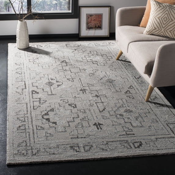 SAFAVIEH Abstract Qiana Geometric Area Rug, Taupe/Black, 6' x 6' Square