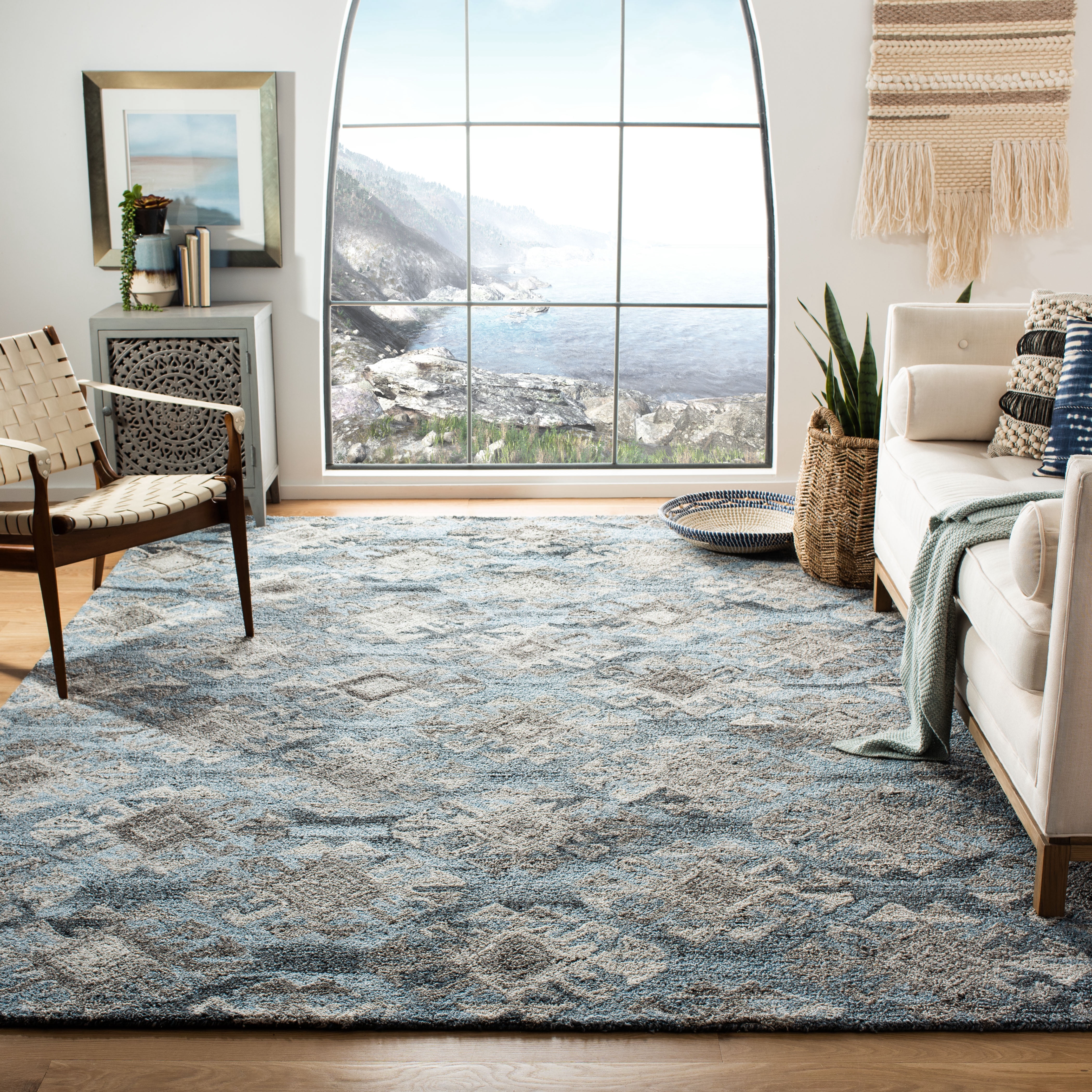 SAFAVIEH Abstract Asa Geometric Area Rug, Gray/Black, 8' x 10'